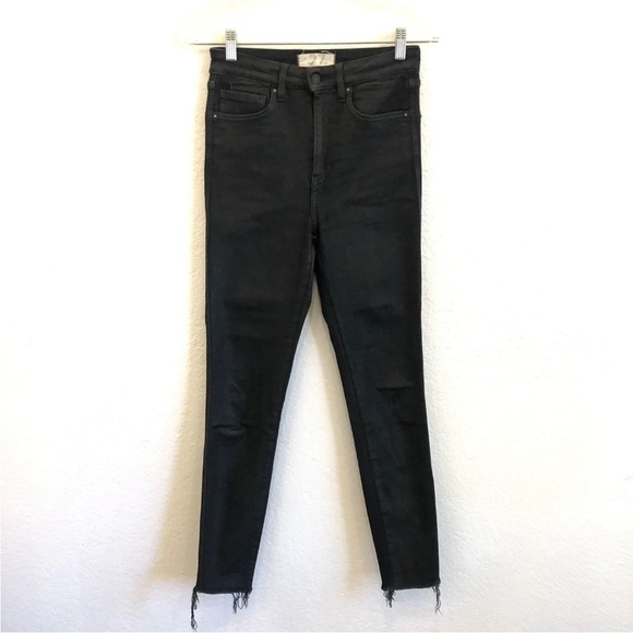 Free People We The Free Stella Raw Hem Coated Skinny Jean Size 27 Black Women's - Picture 2 of 8